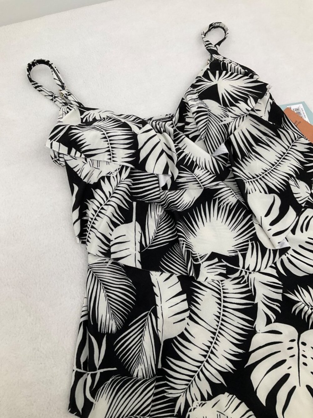 Shade & Shore size XS 0-2 Black & White Tropical Print Swim Tankini Top NEW - Picture 4 of 9